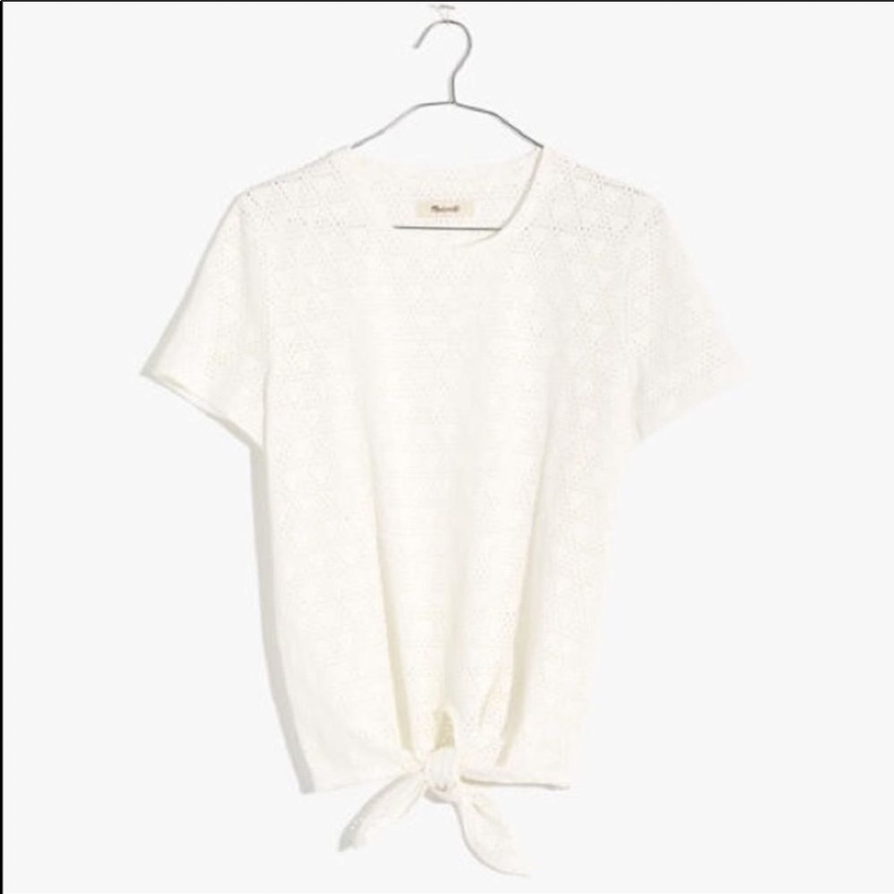 MADEWELL Texture & Thread Geo Eyelet Tie-Front Top XS - Picture 5 of 12